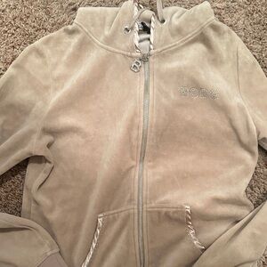 BCBG Women's Beige Zip-Up Hoodie